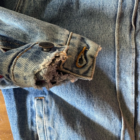 J CREW Denim Jacket USA Type 2 Pleated Vintage motorcycle Blanket Lined 1970s M - Picture 5 of 7